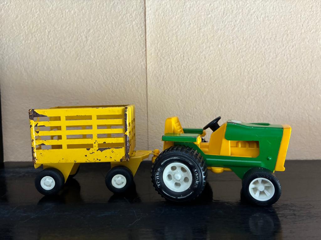 Tonka vintage tractor met aanhanger jaren 80, Ophalen of Verzenden, Gebruikt