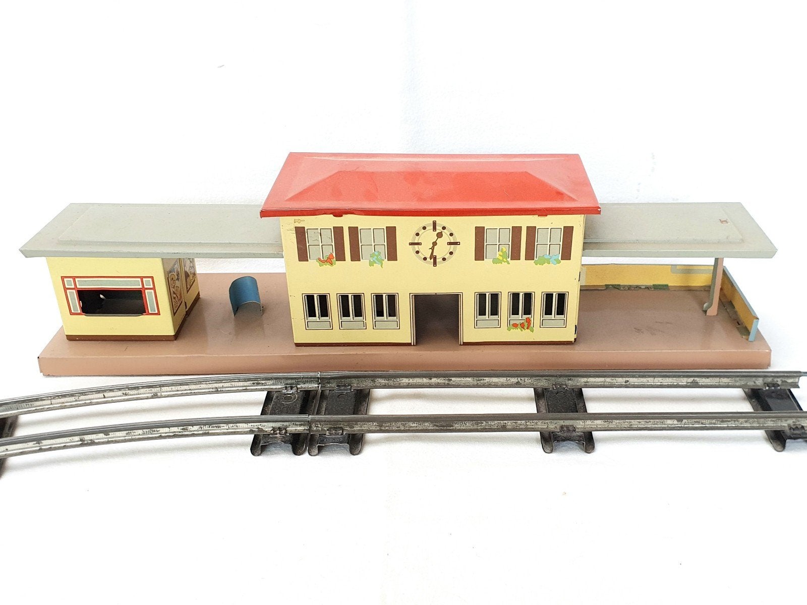 HWN KBN Spoor O Groot Station met Perron Blik 1950 Als Nieuw, Overige merken, Gelijkstroom of Wisselstroom, Brug, Tunnel of Gebouw