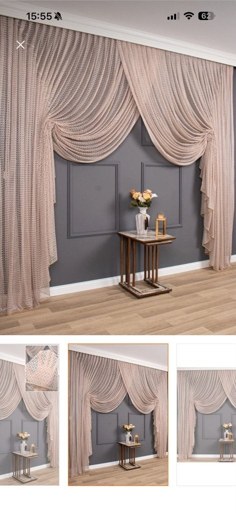 Beige / Visor Kruisgordijn Vitrage 350x250cm, Huis en Inrichting, Stoffering | Gordijnen en Lamellen, Vitrage, Beige, Zo goed als nieuw