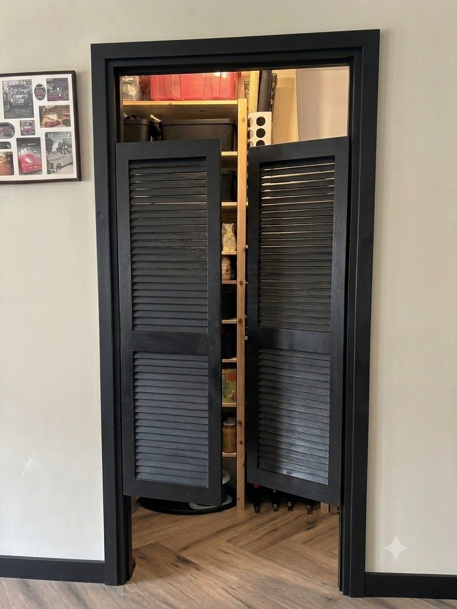 Zwarte Saloon/louvre deuren - 38/218 cm, Ophalen, Gebruikt, Minder dan 80 cm, Binnendeur