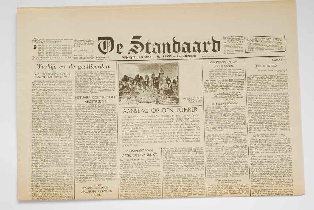 De Standaard Mislukte aanslag Adolf Hitler Heruitgave Krant, Verzenden, Amsterdam, Overige soorten, Florence Uitgeverij 1994