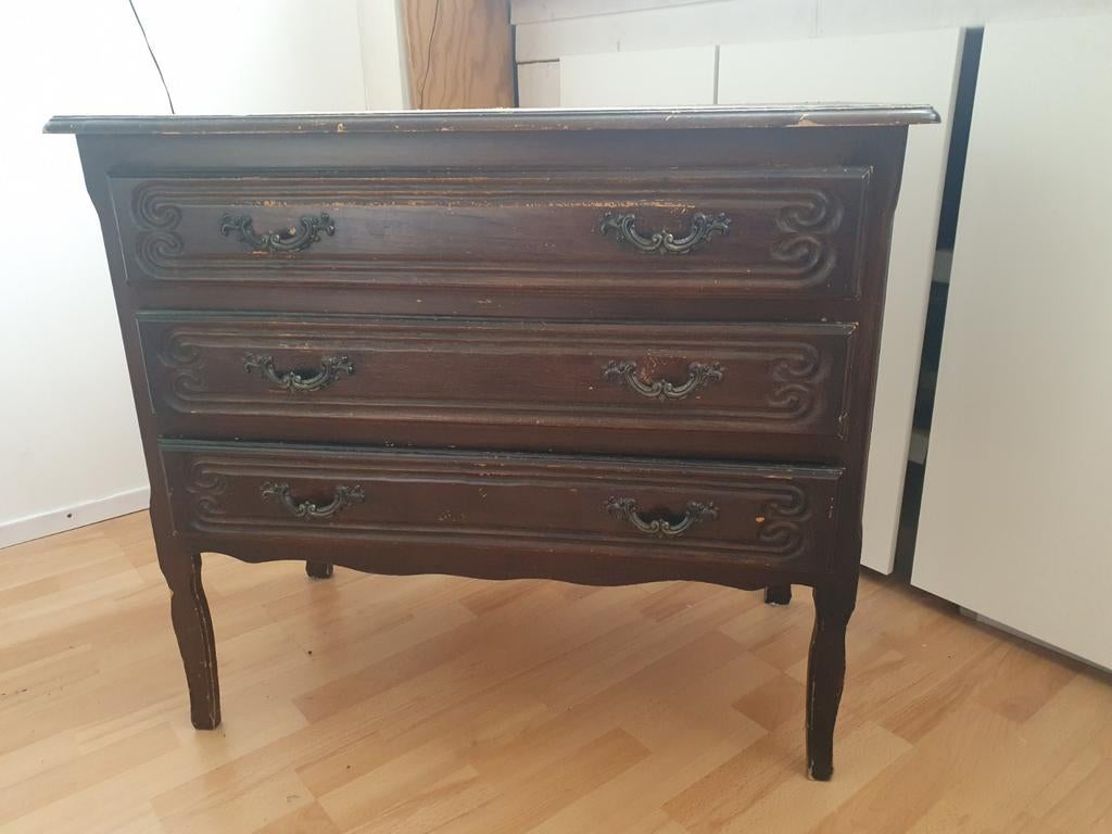 Vintage ladekastje - Donkerbruin hout, Ophalen