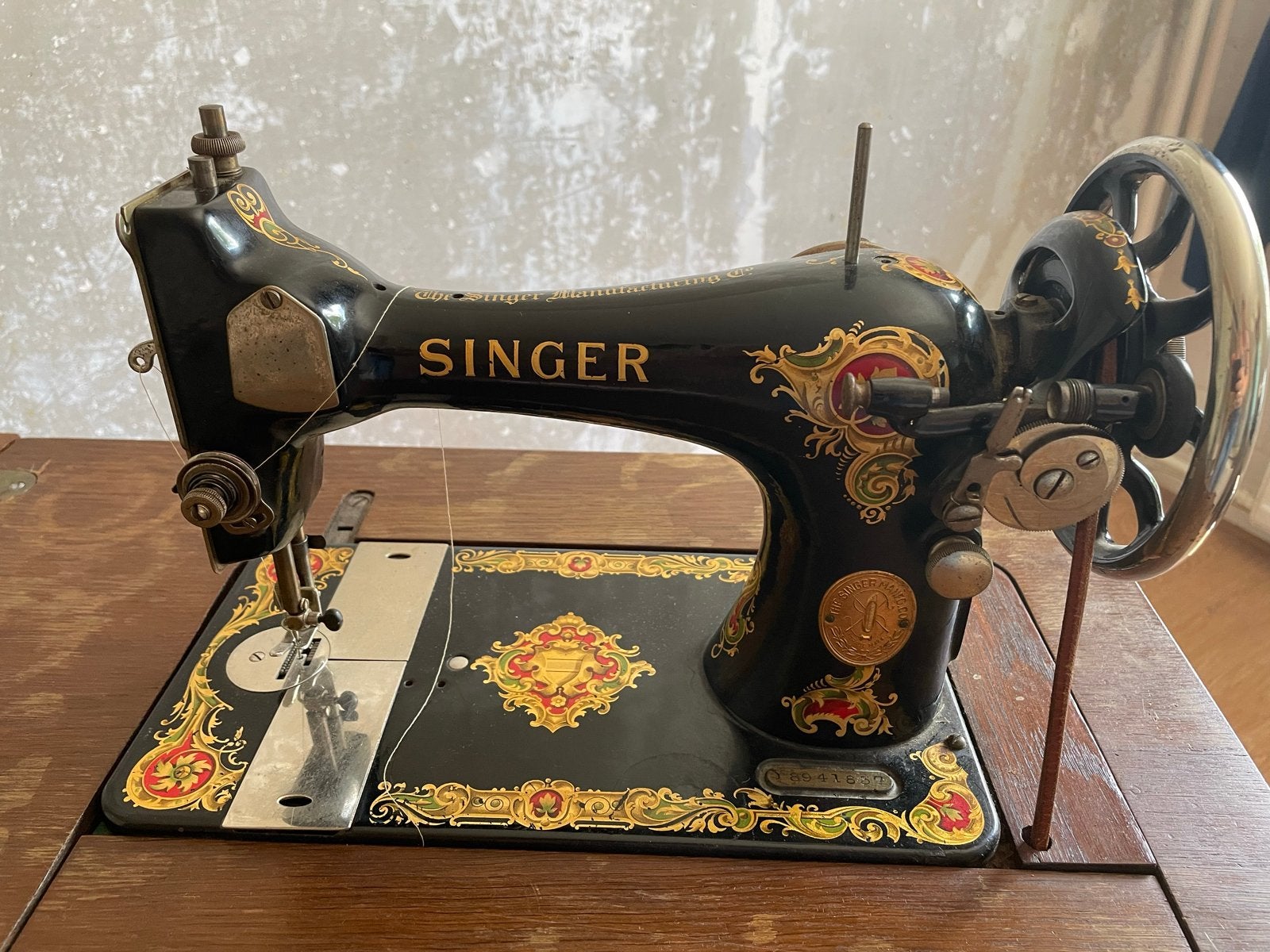 Antieke Singer Naaimachine met Houten Kast, Ophalen