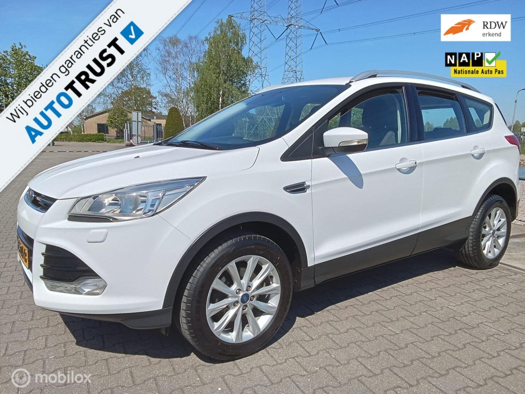 Ford Kuga 1.5 Titanium Styling Pack/clima/cruis/trekhaak, Zwart, 4 cilinders, Leder en Stof, Wit
