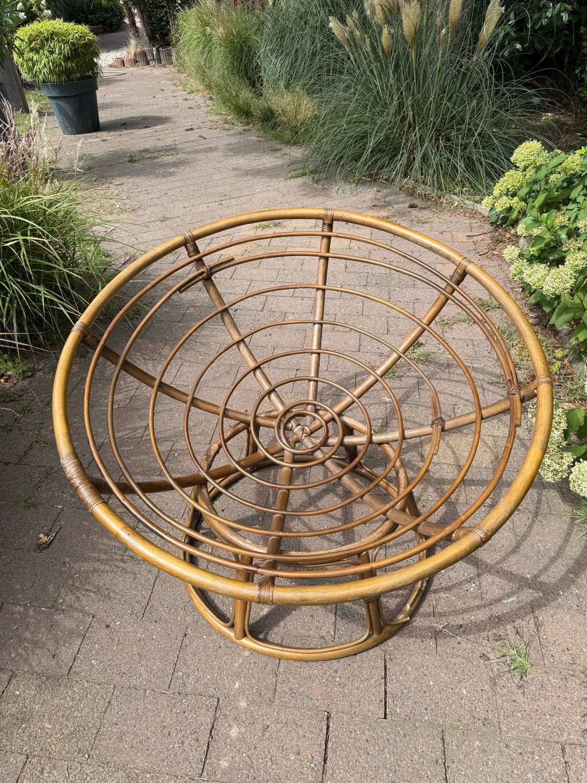 Vintage look Papasan stoel - Rotan, Ophalen, Gebruikt, Natuurlijk materiaal