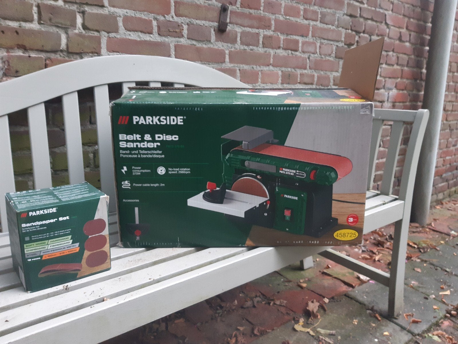 Parkside Bandschuurmachine PBTS 370 B3 met schuurpapierset, Ophalen, Zo goed als nieuw, Minder dan 700 watt, Overige typen