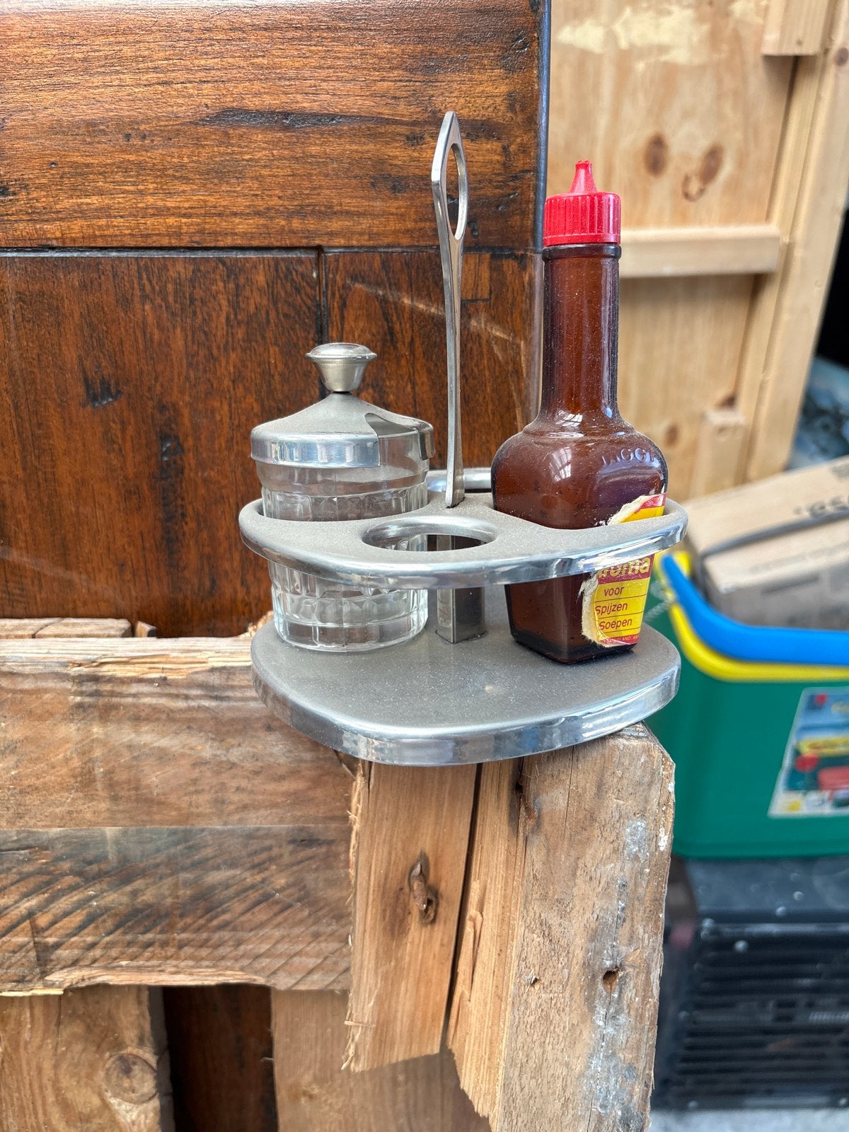 Vintage Kruidenrekje met Flesjes - Keukenaccessoire, Ophalen of Verzenden