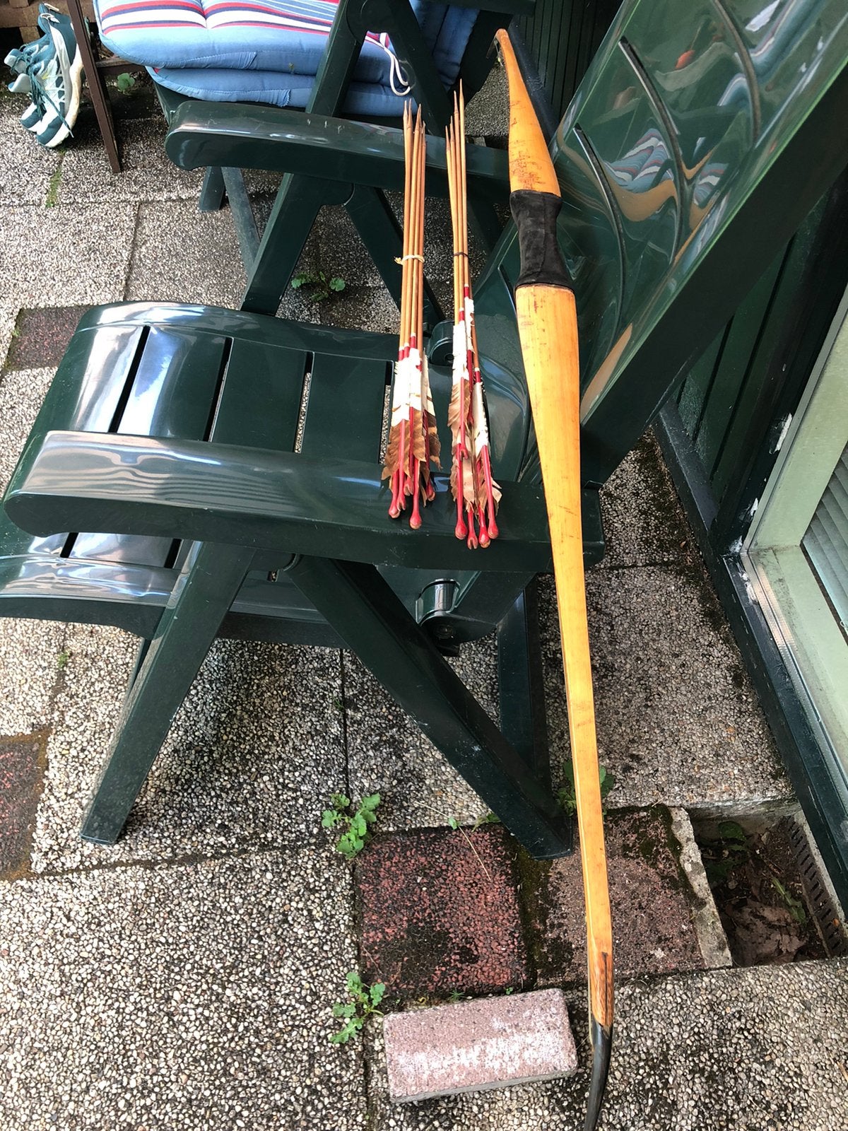 Oude handboog pijl en boog vintage, Ophalen