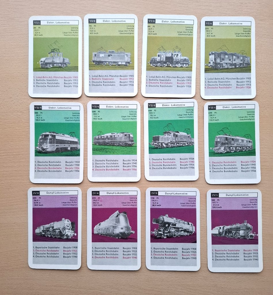 Kwartetspel Duitse locomotieven uit 1965, Ophalen of Verzenden, Gebruikt, Trein, Overige typen