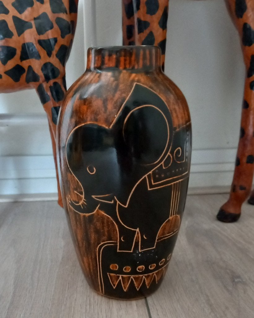 Vintage De Gats vaas met olifant, Ophalen of Verzenden