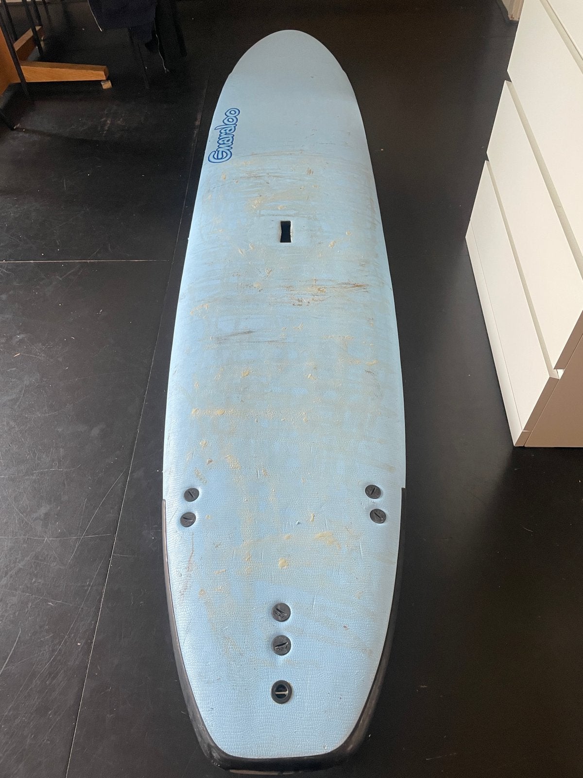 Softtop 9'2" surfplank - Ideaal voor beginners!, Ophalen, Gebruikt, Longboard, Met vinnen