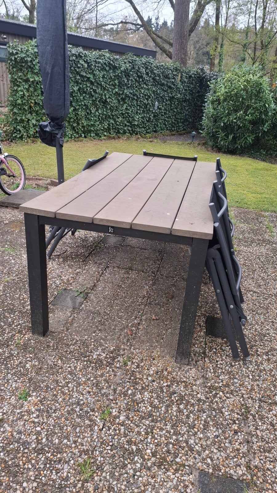 Robuuste Intratuin tuintafel metaal/kunststof, Ophalen, Gebruikt, Rechthoekig, Metaal