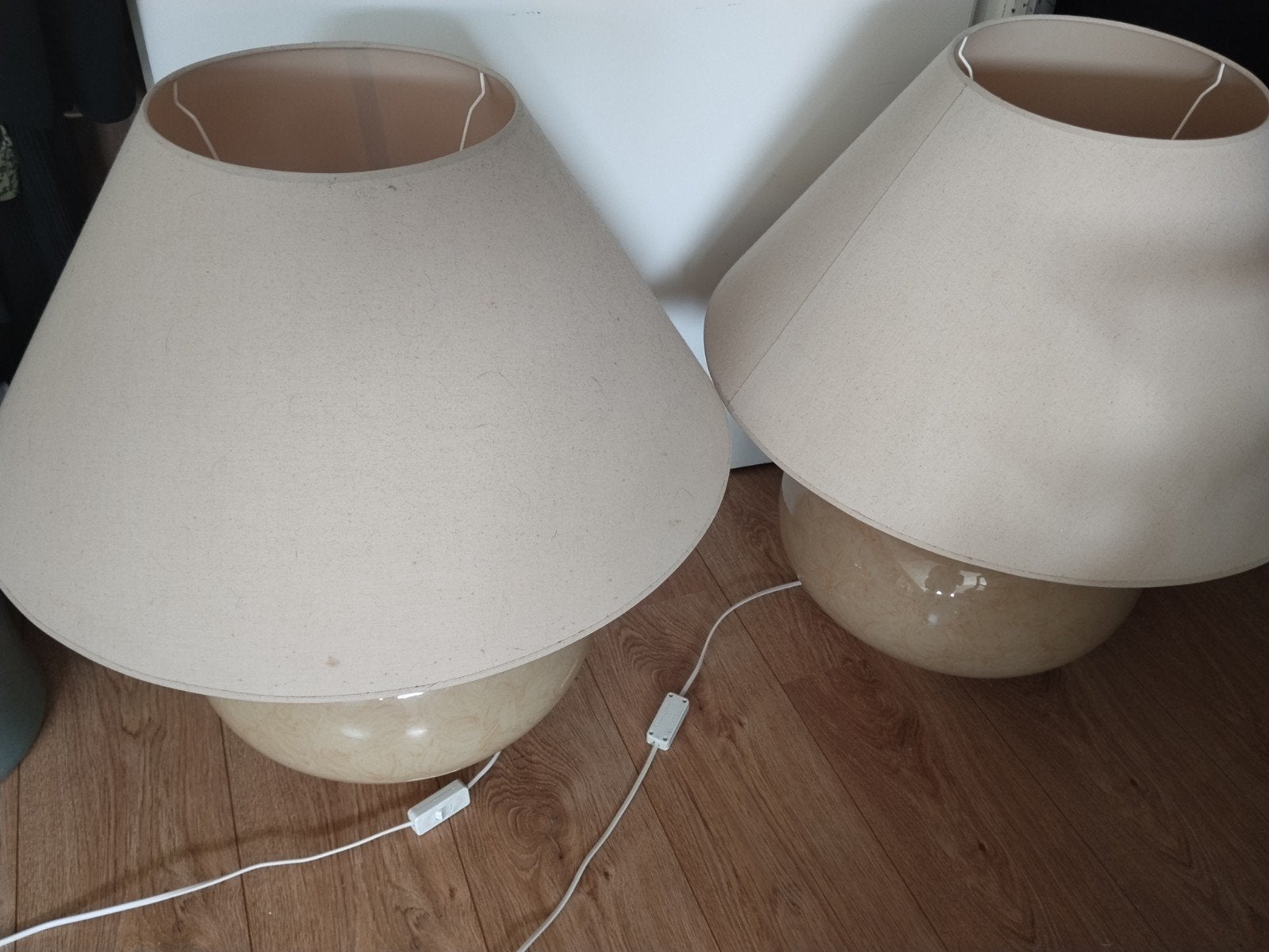 Set van 2 keramische grote lampen licht gele kleur, Ophalen, Met schakelaar, Gebruikt, Overige merken