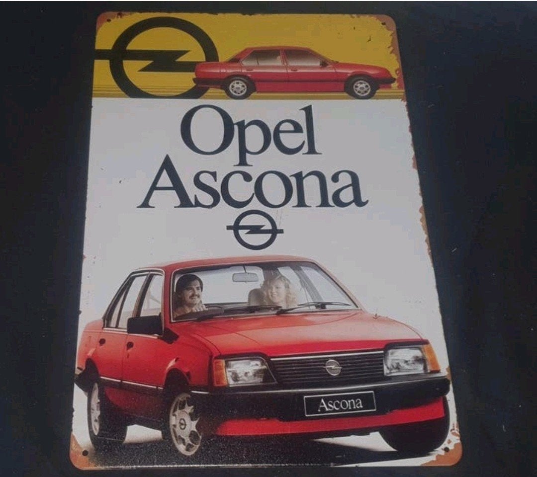 metalen reclamebord van de klassieke Opel Ascona, Verzamelen, Ophalen of Verzenden, Nieuw, Auto's