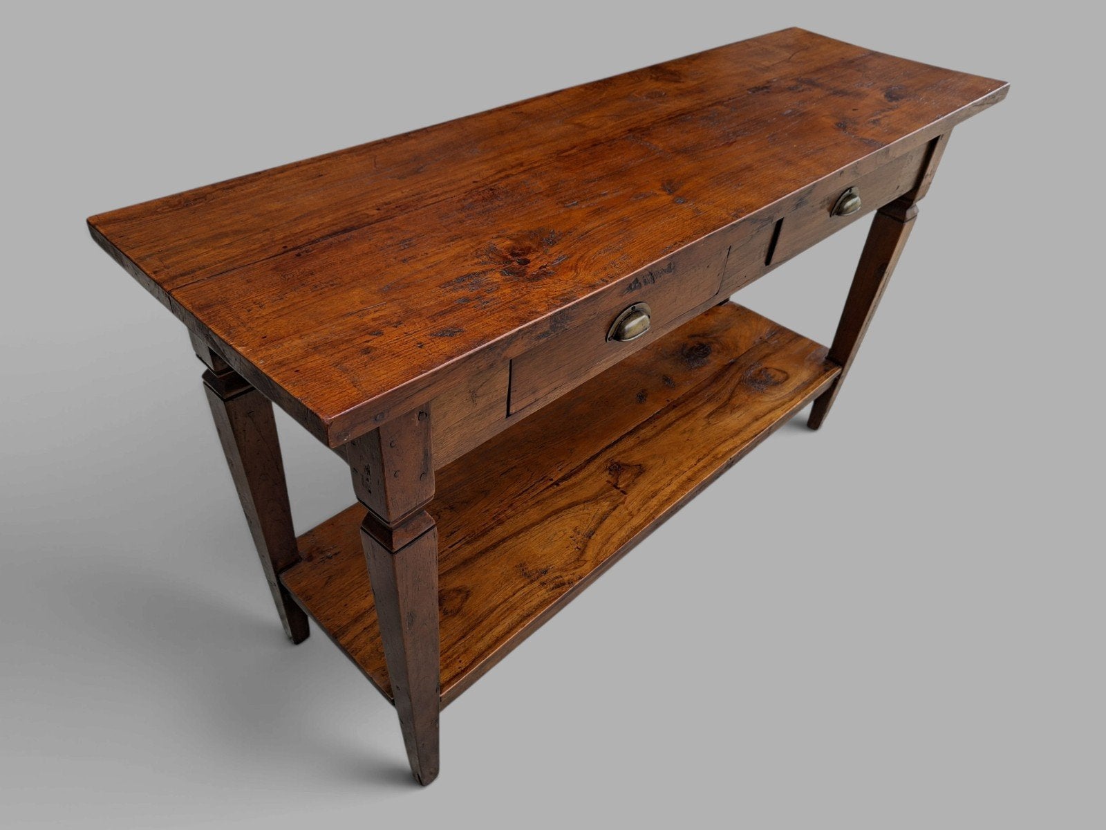 Klassieke teakhouten sidetable, wandtafel, console, Ophalen of Verzenden, 25 tot 50 cm, Rechthoekig