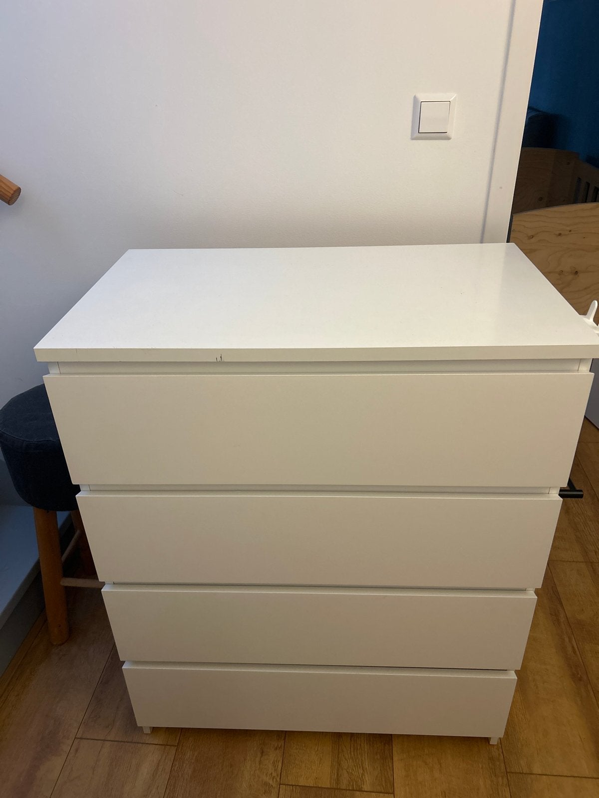 Witte ladekast met 4 lades - Gebruikt, Ophalen, Gebruikt, 50 tot 100 cm, 3 of 4 laden