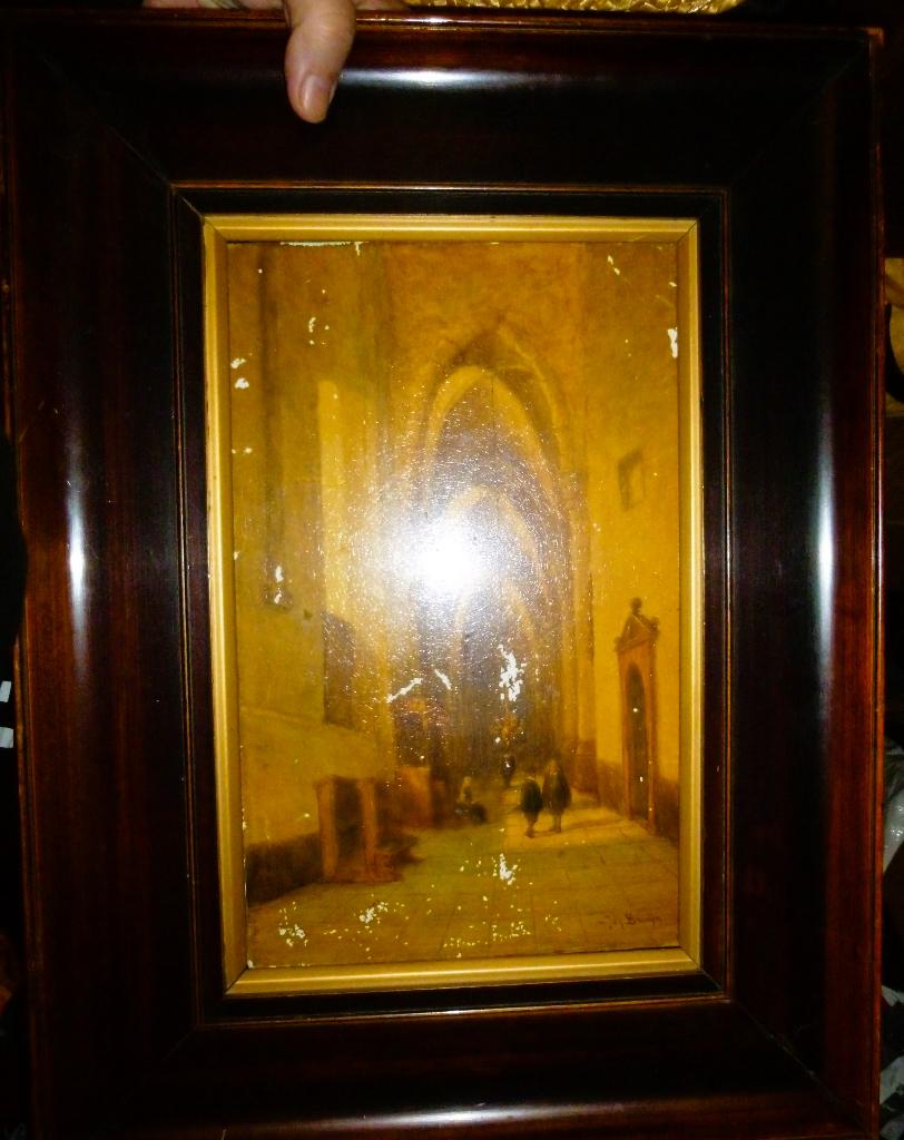 Protestantse kerk interieur, dordrecht ca 1890 met lijst, Antiek en Kunst, Ophalen of Verzenden