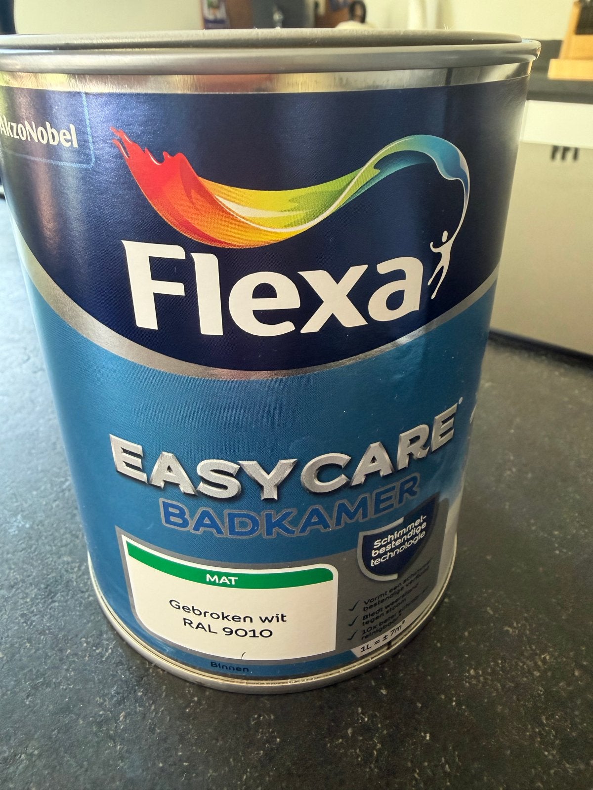 Flexa EasyCare Badkamer Verf | Gebroken Wit (RAL 9010), Ophalen, Wit, Minder dan 5 liter, Verf