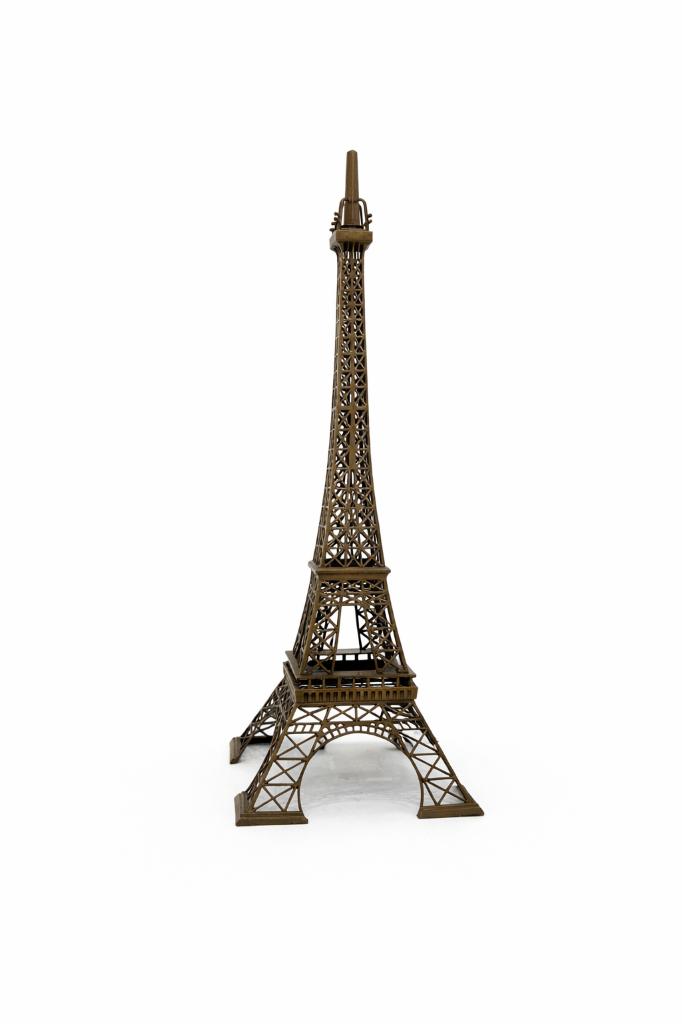 Grote massief bronzen Eiffeltoren sculptuur –statement piece, Ophalen, Vintage, Zo goed als nieuw, Goud