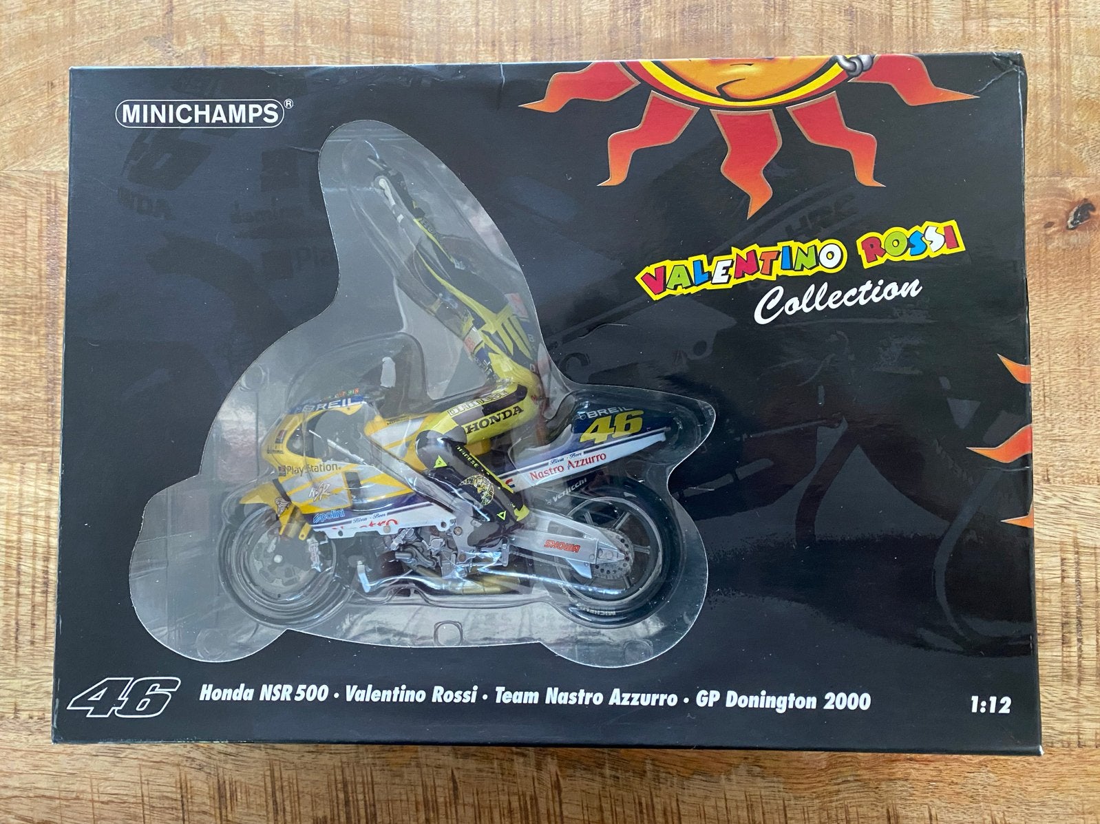 Minichamps Rossi Donington 2000 1/12 schaalmodel, Hobby en Vrije tijd, Ophalen of Verzenden, Zo goed als nieuw, Overige typen