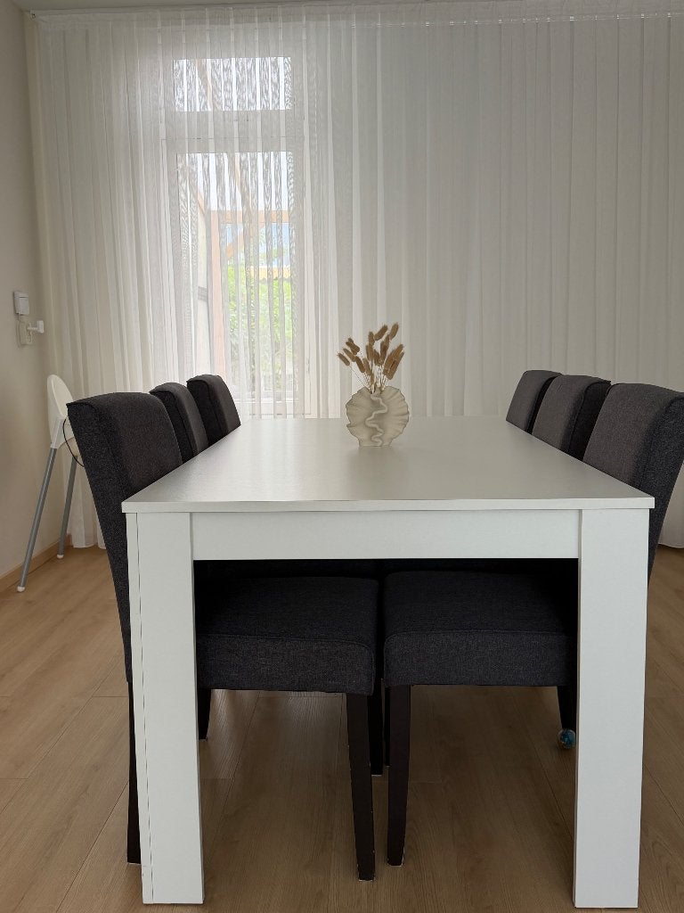 Eettafel + stoelen, Huis en Inrichting, Tafels | Eettafels, Gebruikt, Vijf personen of meer, 150 tot 200 cm, Rechthoekig
