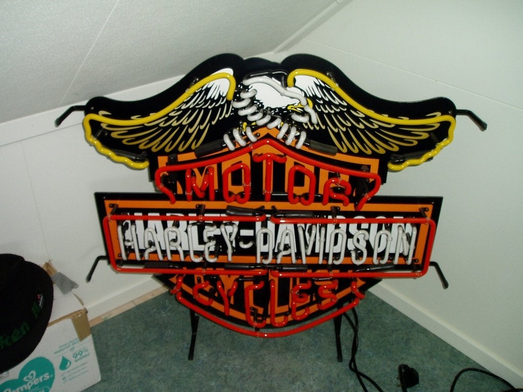 Harley  Davidson verlichting, Ophalen, Zo goed als nieuw, Reclamebord, Plaat of Schild, Heineken