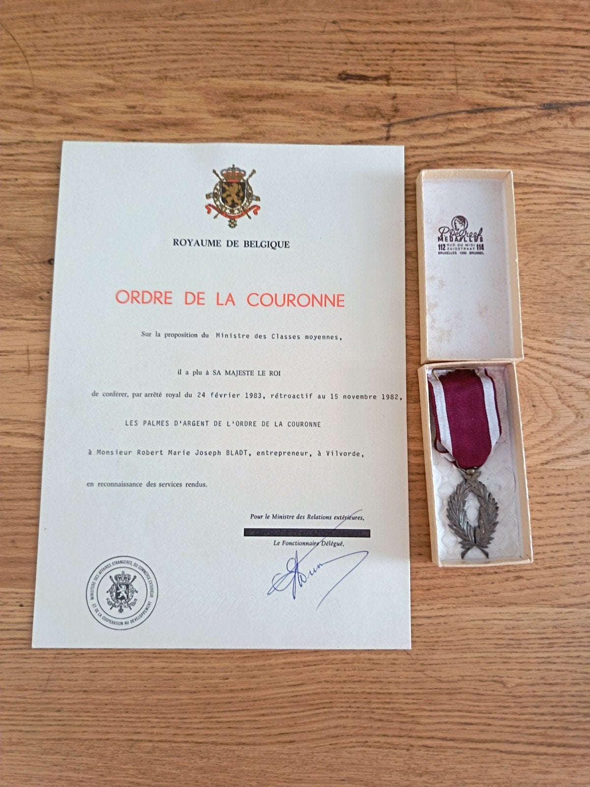 Belgische Orde van de Kroon met oorkonde, Ophalen of Verzenden