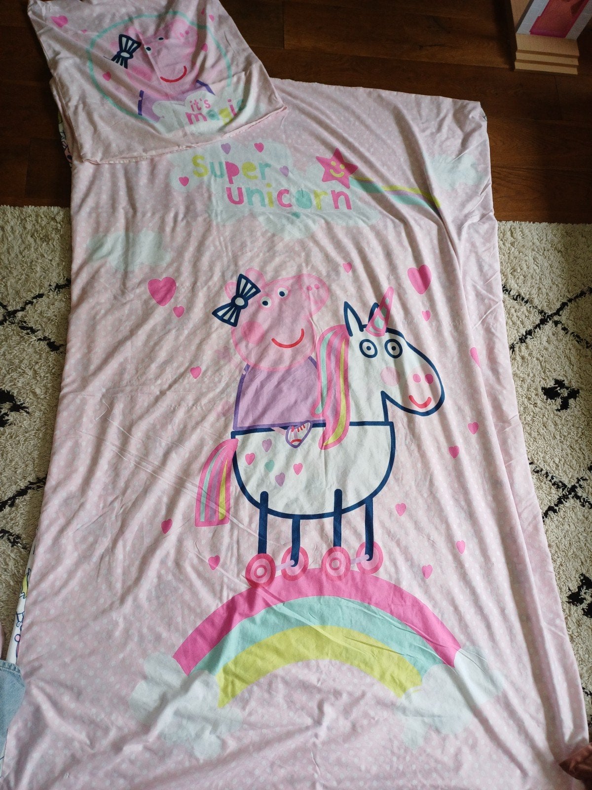 Een persoons dekbedovertrek peppa pig, Meisje, Ophalen of Verzenden, Zo goed als nieuw, Dekbedovertrek