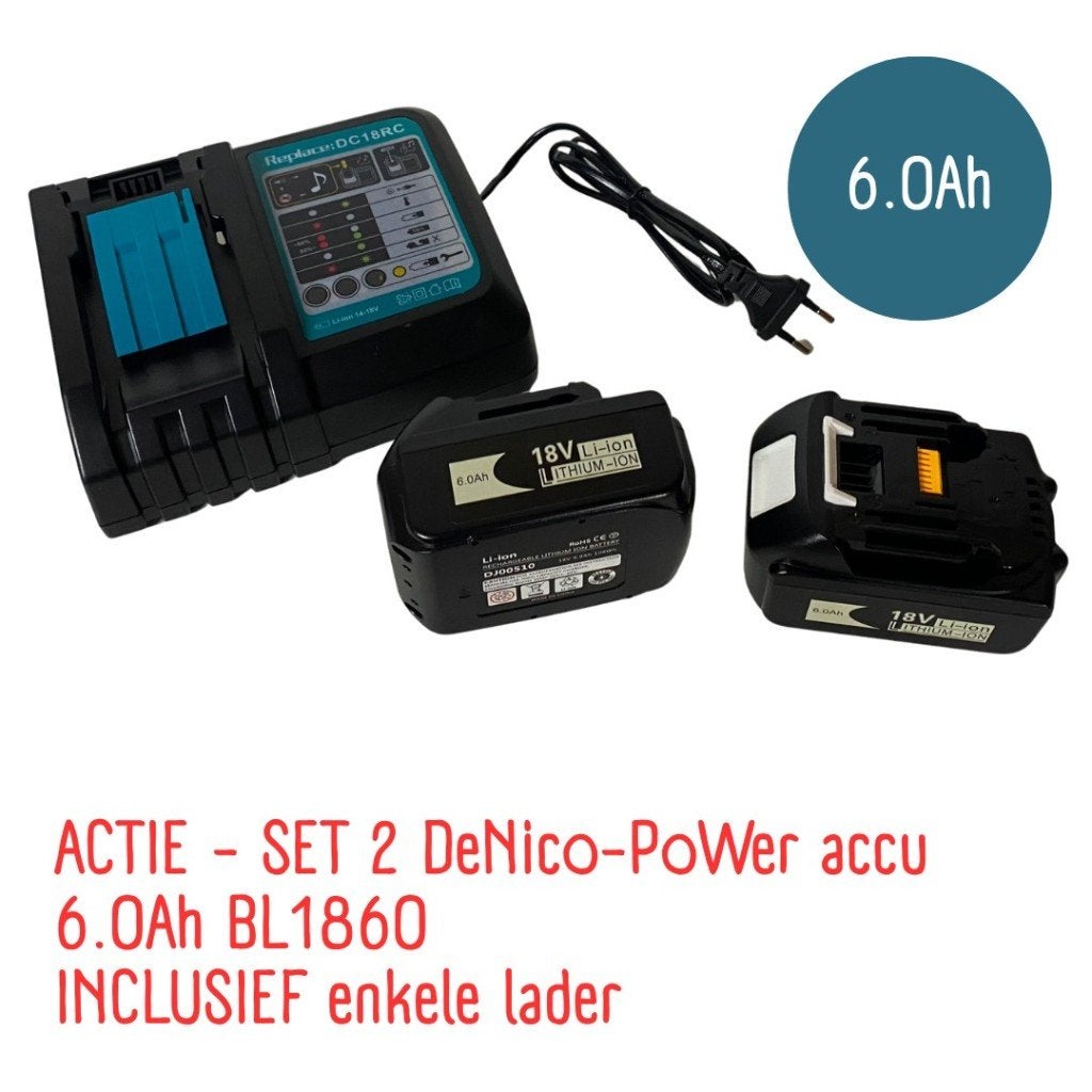 ACTIE - SET 2 ACCU'S 6.0Ah + ENKELE LADER voor LXT Makita, Doe-het-zelf en Verbouw, Gereedschap | Handgereedschap, Denico.power@gmail.com