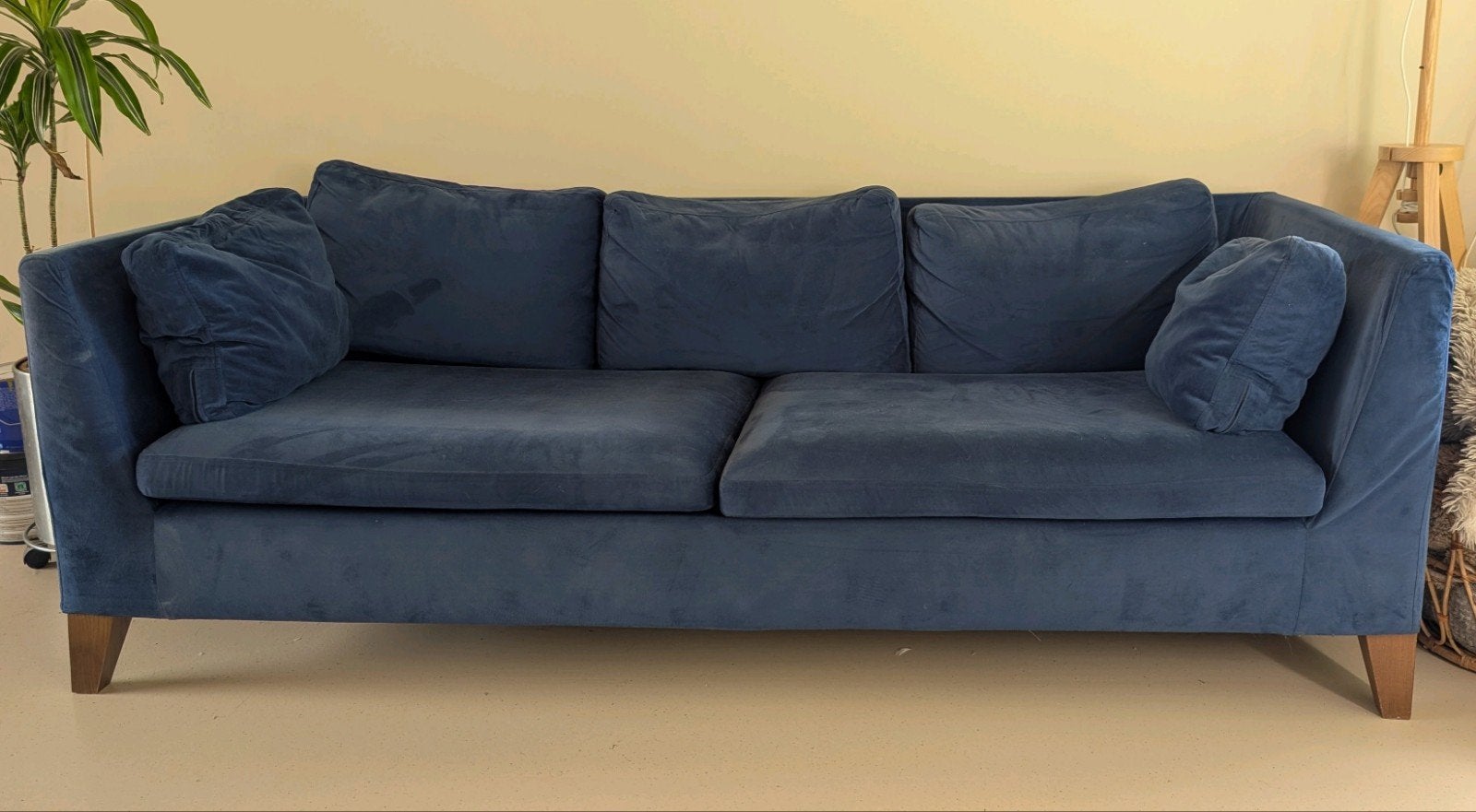 IKEA Stockholm bank – opnieuw gestoffeerd - blauw, Ophalen, Gebruikt, Driepersoons, 75 tot 100 cm