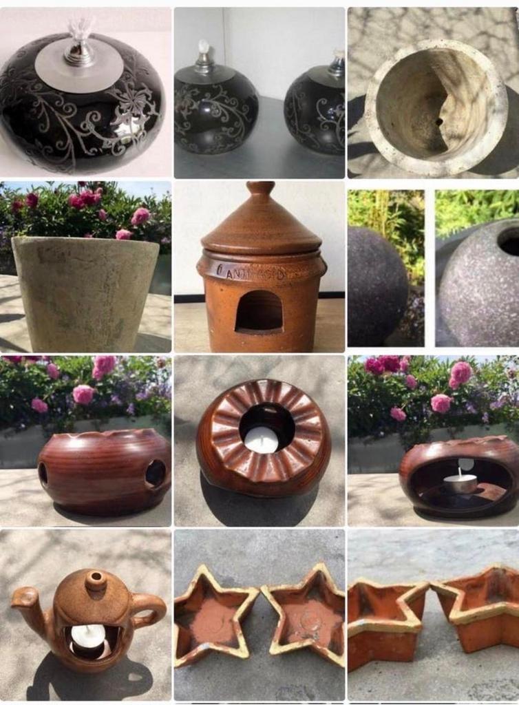 Diverse bloempotten en decoratieve items voor binnen/buiten, 25 tot 40 cm, Gebruikt, Ophalen of Verzenden, Minder dan 40 cm