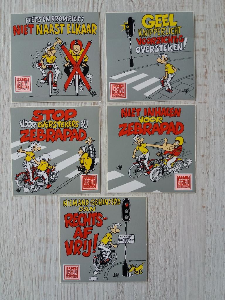 5 stickers Geef je VERSTAND eens voorrang, Verzamelen, Ophalen of Verzenden, Zo goed als nieuw, Overige typen