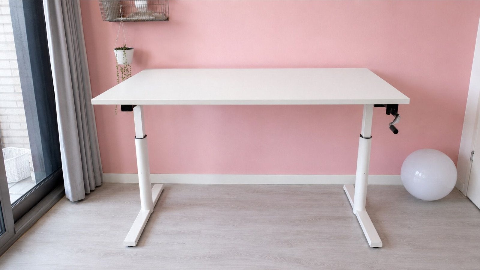 Gispen Height Adjustable Desk (Manual Crank) – White, Ophalen, Gebruikt, Metaal, In hoogte verstelbaar