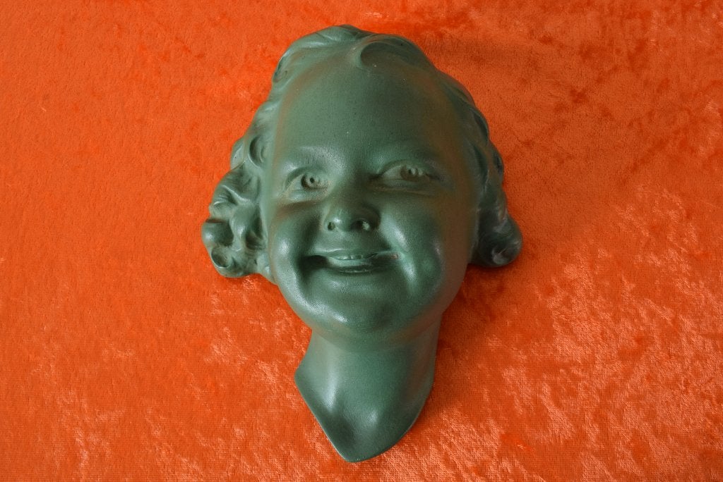 Retro vintage antiek R. Scali wandhoofd van gips - Meisje, Ophalen of Verzenden