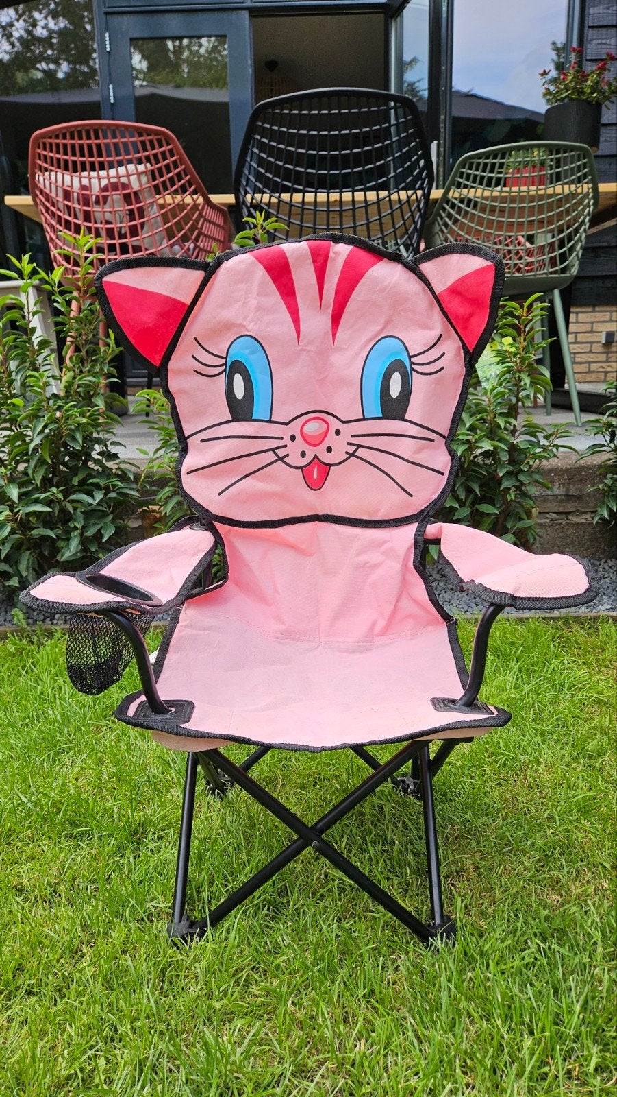 Leuk roze kindercampingstoeltje - Kat, Ophalen of Verzenden, Zo goed als nieuw, Campingstoel