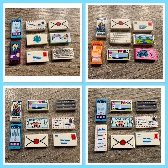 lego 8x 1x2 tegels met opdruk  1.--/setje, Ophalen of Verzenden, Nieuw, Accessoire, Lego