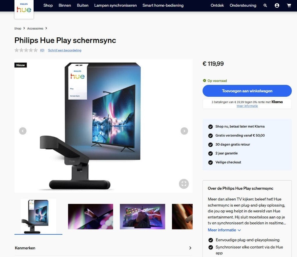Philips Hue Play schermsync - nieuw, Ophalen of Verzenden, Nieuw