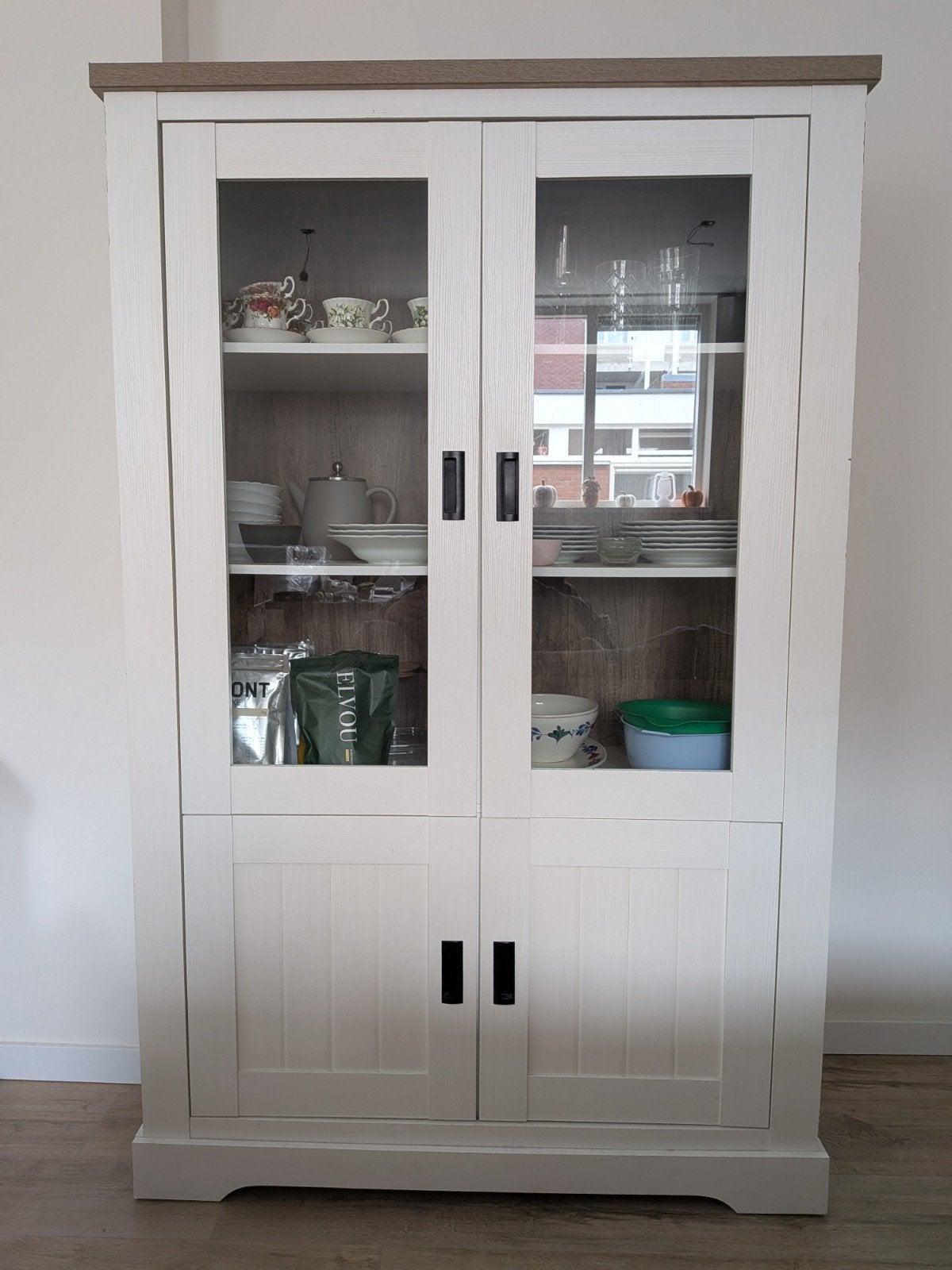 Grote servieskast met glazen deuren - 117x183x49 cm, Ophalen, 100 tot 150 cm, 150 tot 200 cm, 25 tot 50 cm