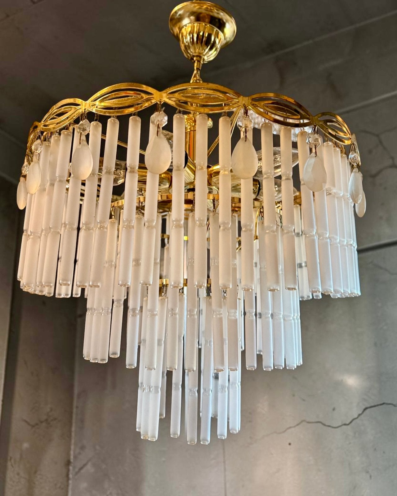 Vintage Italiaanse Murano staafjeslamp, Ophalen of Verzenden, Zo goed als nieuw, Glas, Vintage design murano regency empire mid century