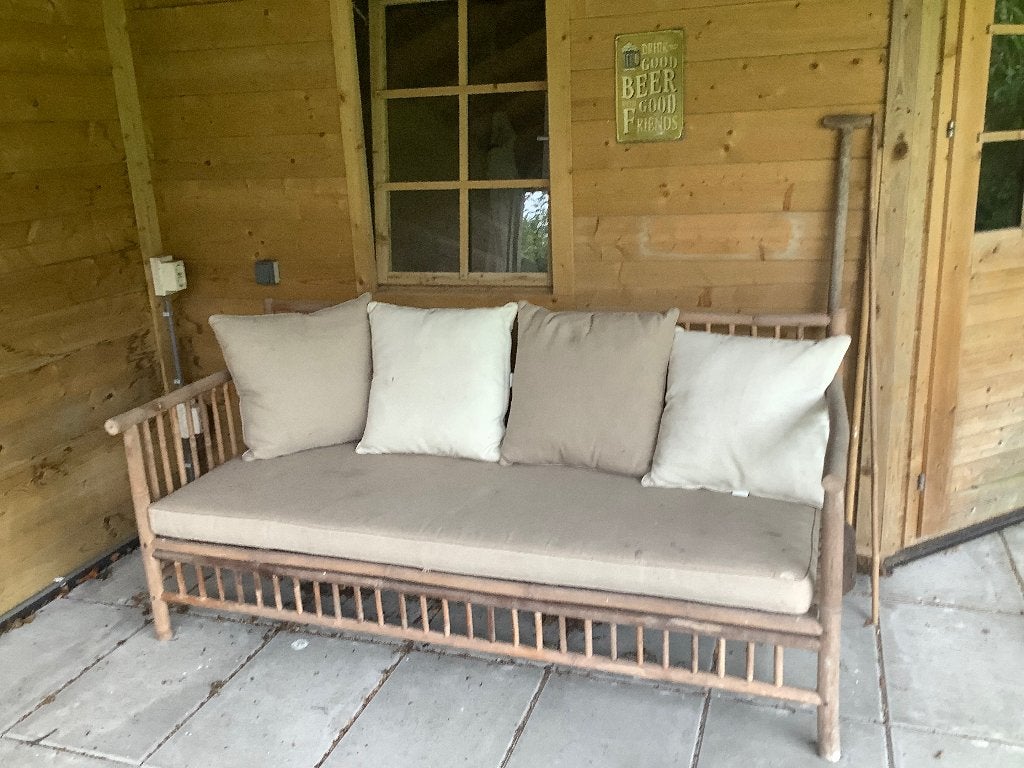 Tuinbank bamboe, Ophalen, Gebruikt, Hout