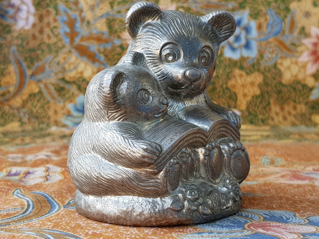 Mooie oude silverplate spaarpot uit Engeland met beren., Ophalen of Verzenden