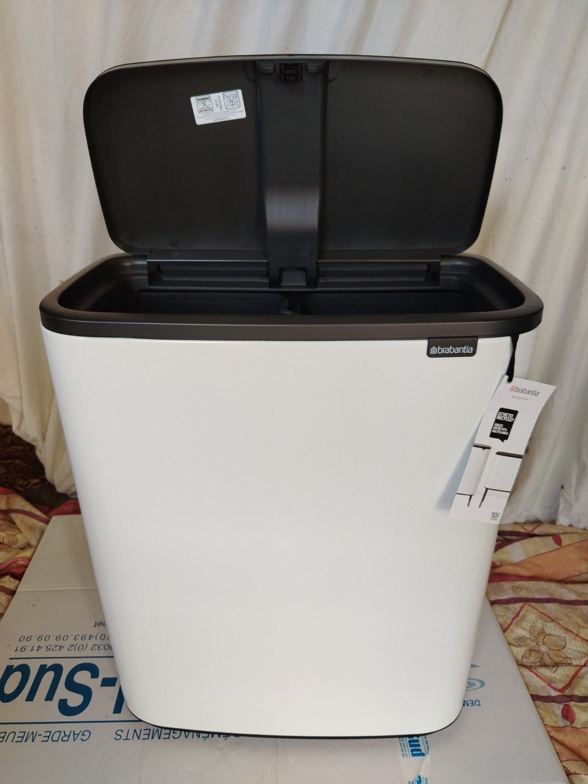 Brabantia touch 2x30 liter wit NIEUW!, Wit, Nieuw, Minder dan 100 cm, 25 tot 50 cm