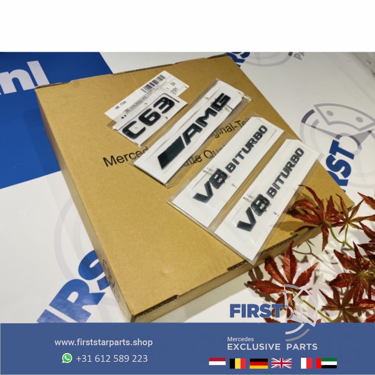 W205 S205 C63 AMG LOGO SET ZWART EMBLEMEN SET Mercedes C KLA, Gebruikt, -, Ophalen of Verzenden, -