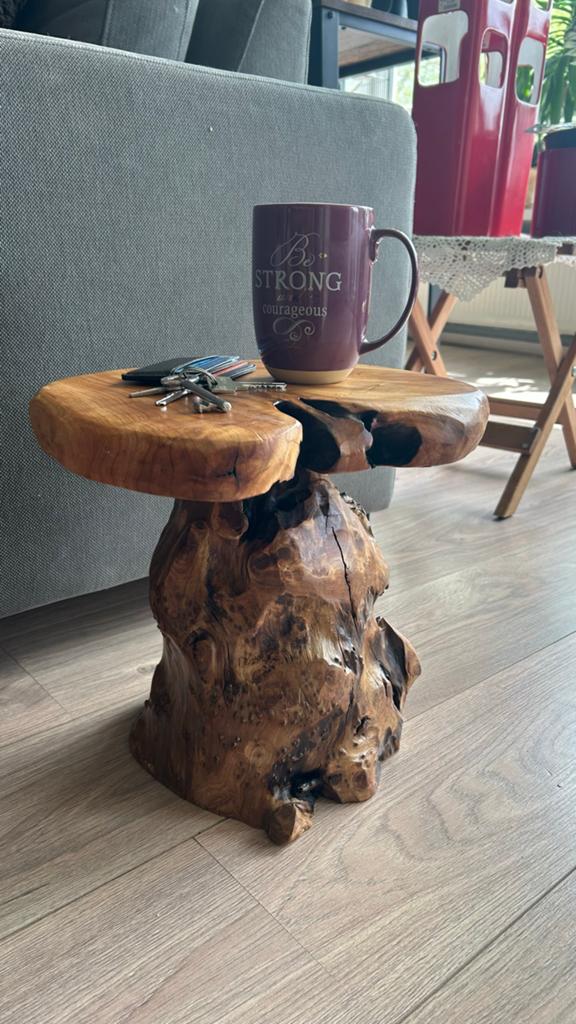 Unieke Teak Wortel Bijzettafel - Salontafel/Plantentafel, Huis en Inrichting, Minder dan 55 cm, Uniek rustic, Zo goed als nieuw