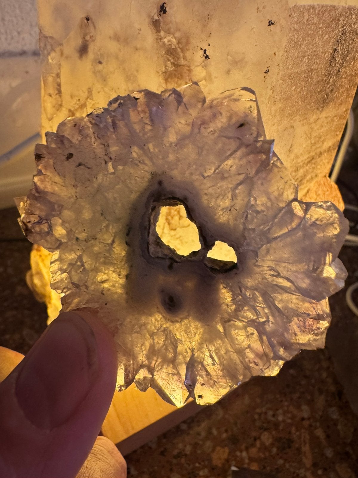 Amethist stalactiet schijf, Ophalen of Verzenden, Mineraal