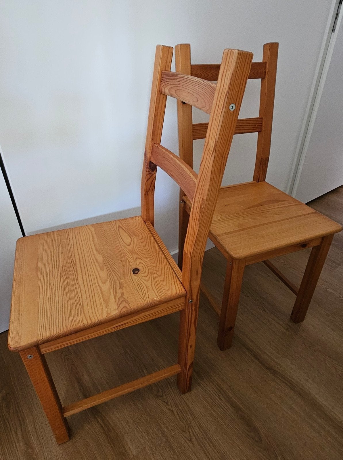 Set 2x IKEA IVAR houten eetkamer stoelen, Ophalen, Gebruikt, Twee, Bruin