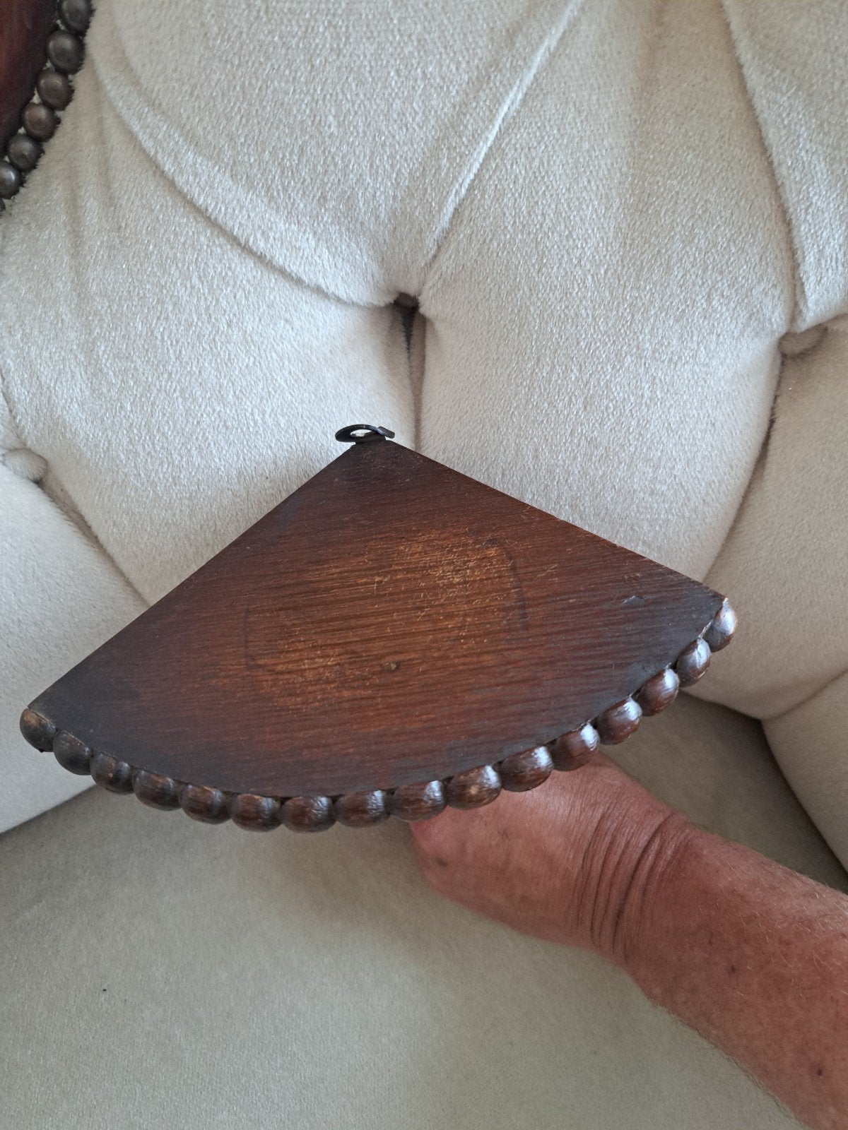 Oude vintage houten wand Hoek console diep12 breed 20 cm, Ophalen of Verzenden