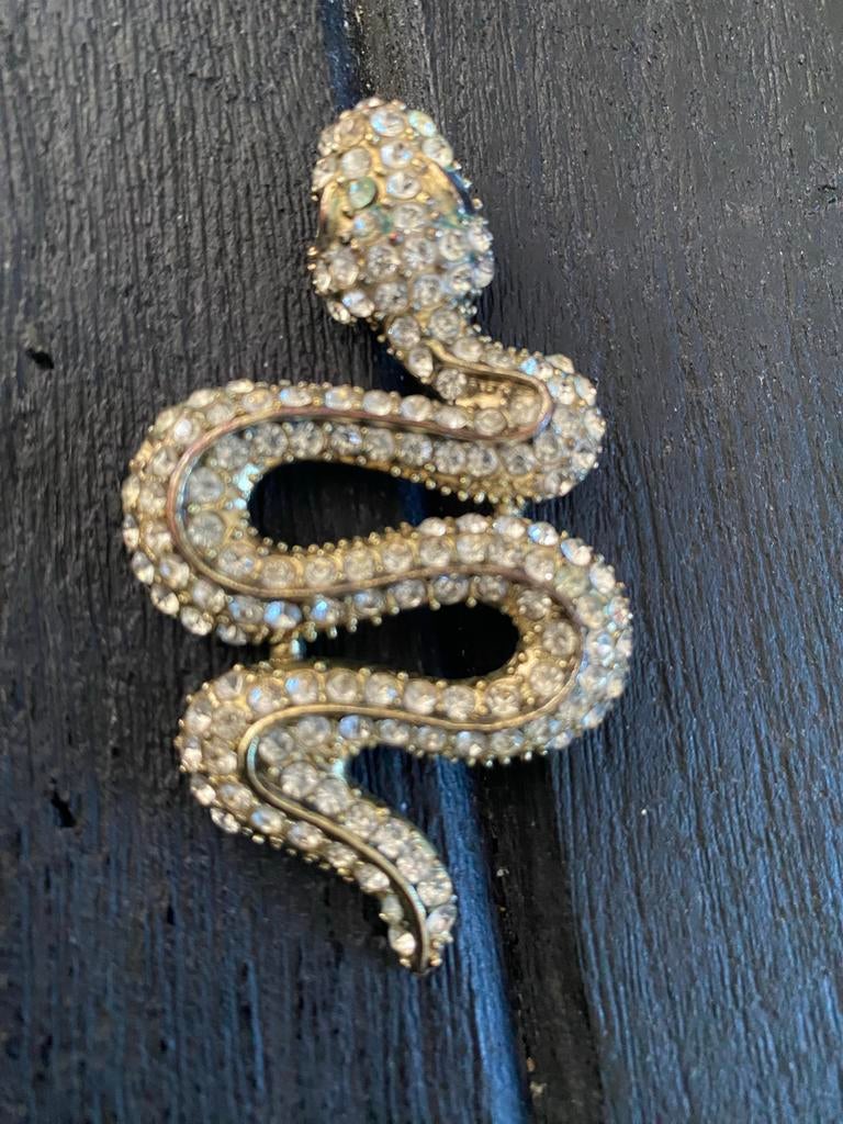 Vintage Slang Hanger met Strass Steentjes, Overige materialen, Ophalen of Verzenden, Zo goed als nieuw, Goud