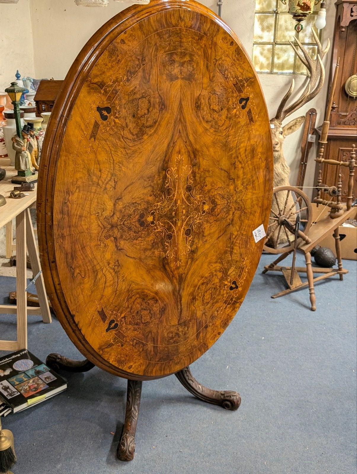 antieke Engelse tafel. €185.70 hoog   blad 95x130 cm, Antiek en Kunst, Ophalen