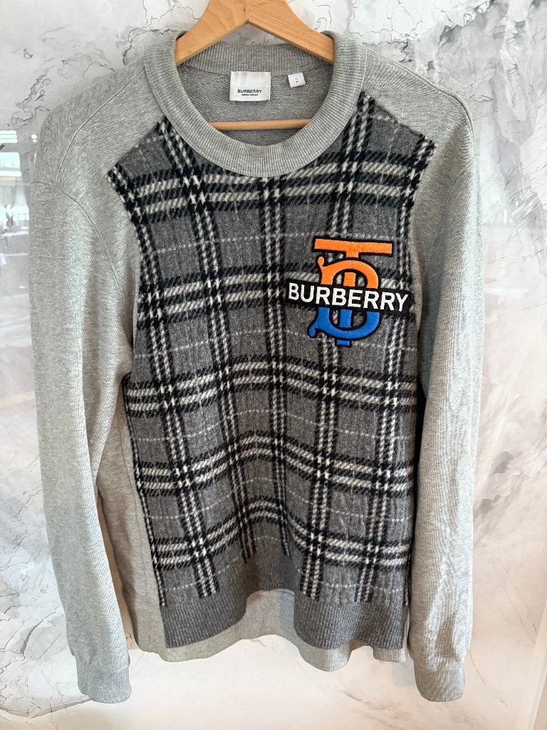BURBERRY LONDON Men's Knit Sweatshirt, size S/M, Maat 48/50 (M), Ophalen of Verzenden, Grijs, Gedragen